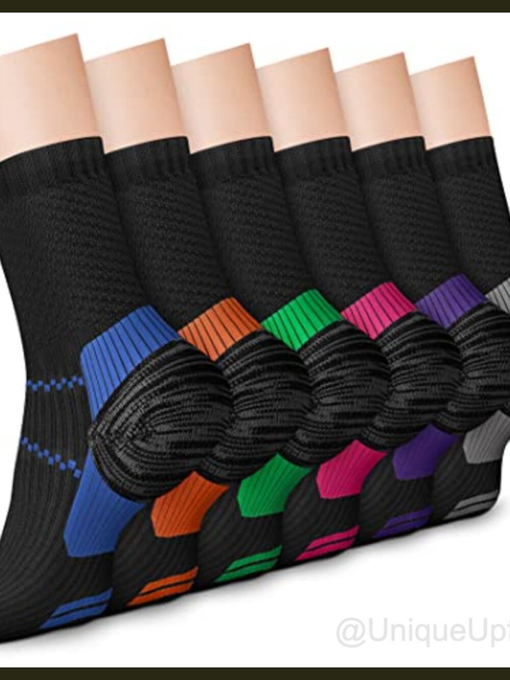Compression Socks 6 Pairs Crew Athletic 15-20 mmHg Running Nurse
